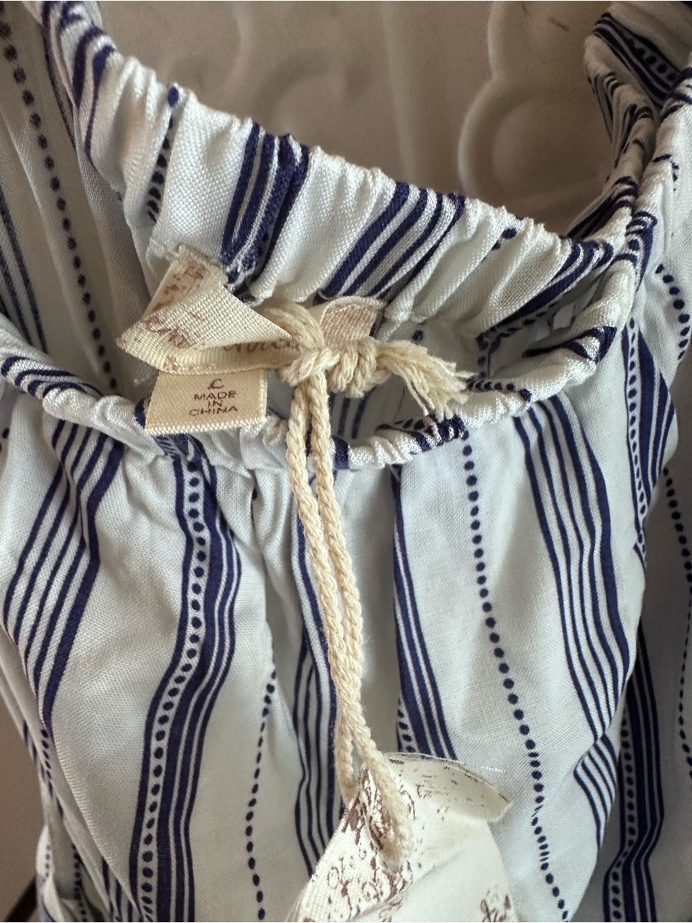NWT HEM & Thread Blue & White Striped Wide Leg Jumpsuit | Size Large | Tie Waist - Picture 6 of 6